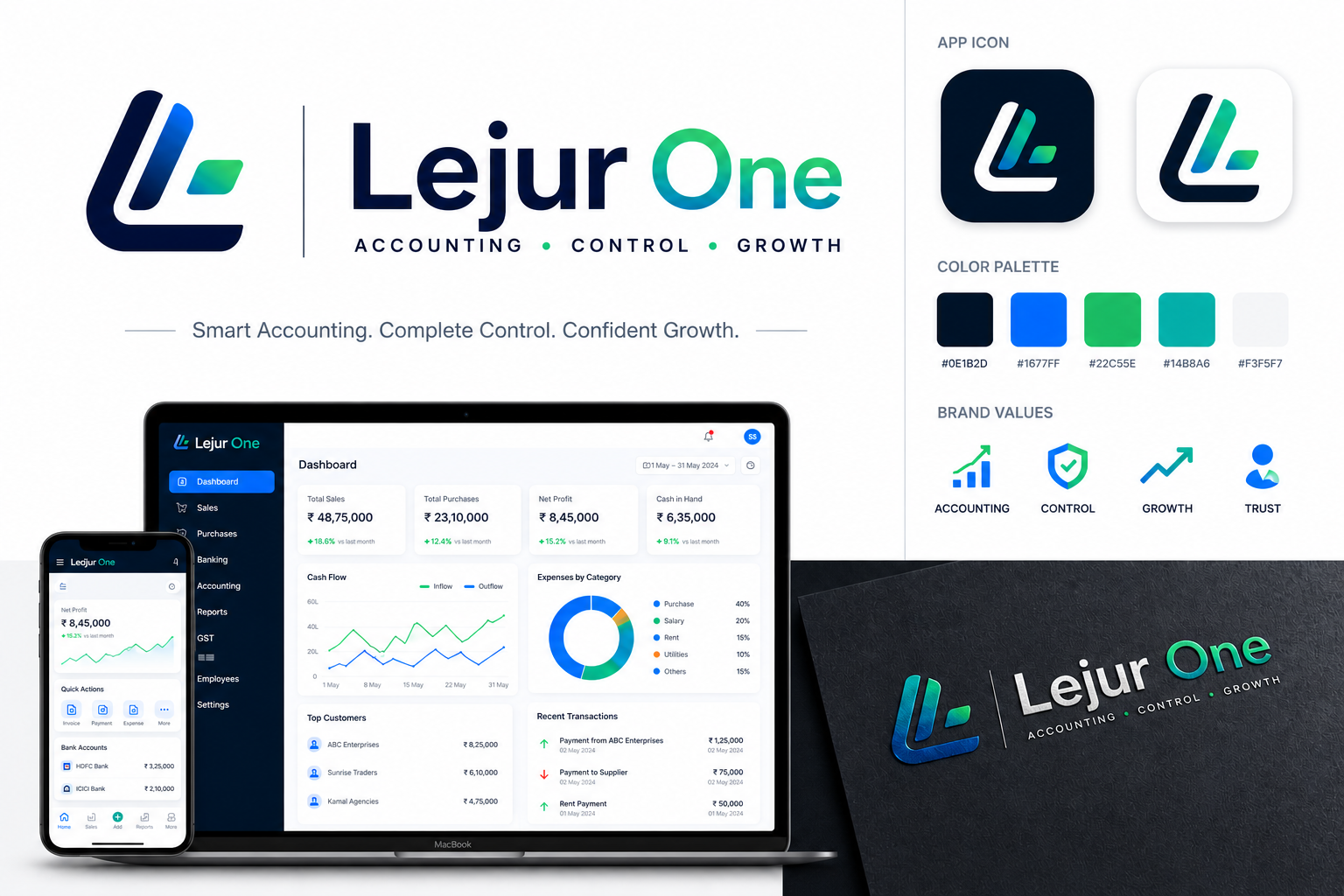 Lejur One dashboard and mobile preview